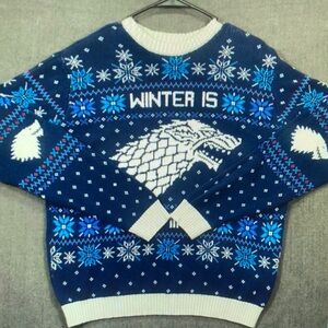 Blue and White Winter Themed Sweater